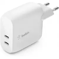 Incarcator Retea Belkin BoostCharge Dual, 40W, 3A, 2 x USB-C, Alb WCB006vfWH