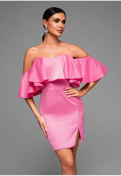 Rochie de seara Midi LA-OM-DLR066 - Roz