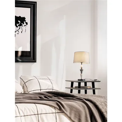 Veioza DAMO Mat Negru Metal Gri & Brown Ceramic & Fabric LED E27 1x12 Wat 220-240 Volt IP20 Fara bec