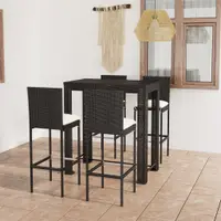 Gossi set mobilier bar de exterior cu perne 5 piese, negru, poliratan