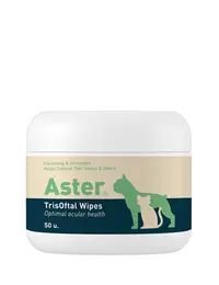 ASTER TrisOftal șervețele pentru ochi și pliurile feței, 50 de șervețele: cu trometamină, EDTA și clorhexidină