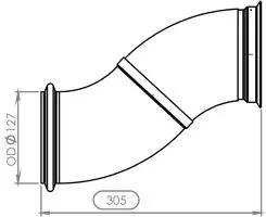 Racord evacuare (diametru:127mm, lungime:305mm) EURO 4 potrivit DAF CF 85, XF 105 MX265-MX375 10.05