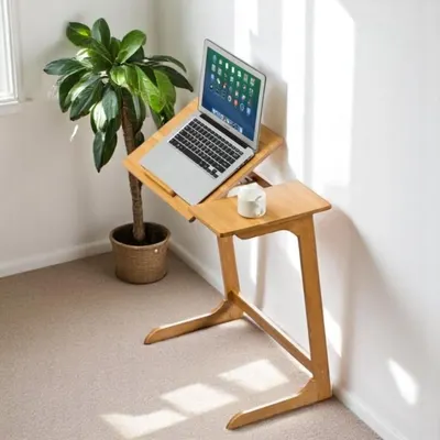 Masă multifuncțională, pliabilă, din bambus, pentru laptop și tabletă, 60x35x67 cm, eCarla, STL21