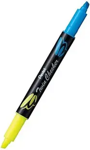 Textmarker cu 2 varfuri Pentel 24/7 - SLW8, galben-albastru