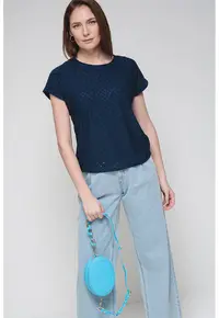 Tricou uni cu maneci scurte - Bleumarin