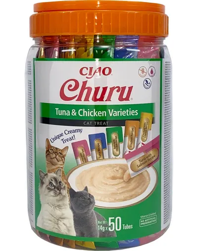 INABA Churu Variety Tuna&Chicken mix recompense cremoase pisici 50x14g (700g) ton si pui