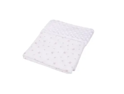 Paturica din bumbac model stelute si plus minky alb 80x80 cm