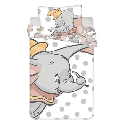 Lenjerie de pat pentru copii albă-gri din bumbac pentru pătuț 100x135 cm Dumbo "Dots" – Jerry Fabrics