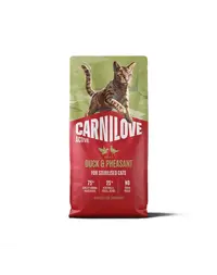 Hrană pisici sterilizate CARNILOVE Active Cat Duck and Pheasant Sterilised 6 kg rață și fazan