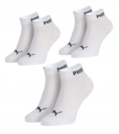 Șosete unisex Puma, set de 3, albe [100003912 003 035], mărimi 35-38