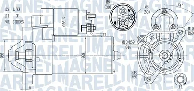 Electromotor (12v, 1,7kw) Potrivit Citroen Berlingo, Berlingo Minivan, Bx, C15, C15 Minivan, C25, C4, C4 Grand Picasso I, C4 I, C4 Picasso I, C5 I, C5 Ii, C5 Iii, C6, C8, Ds4 1.7d-3.0 10.82