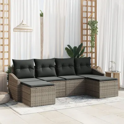 Gossi set canapea de gradina cu 6 piese si pernute gri din ratan