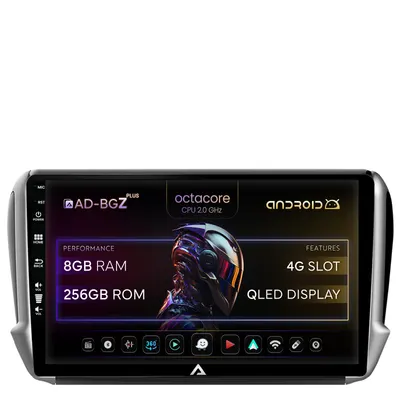 Navigatie Peugeot 208 2008 (2012+), Android, Z-Octacore 8GB RAM + 256GB ROM, 10.1 Inch - AD-BGZ10004+AD-BGRKIT258