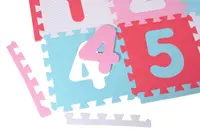 Covoras puzzle colorat Knorr Toys Cifre si Litere Pink Rosa 110 piese 180x180 cm din spuma moale Eva, izolator si antiderapant 0 luni+