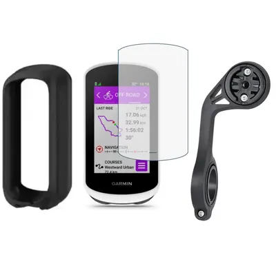 Pachet 3-în-1 Garmin Edge Explore 2 – Husă silicon, sticlă securizată, suport XL