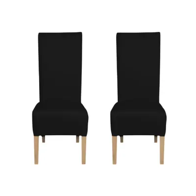 Set 2 scaune living VANESSA, picioare lemn natur, piele ecologica negru, 47x60x110 cm