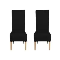 Set 2 scaune living VANESSA, picioare lemn natur, piele ecologica negru, 47x60x110 cm