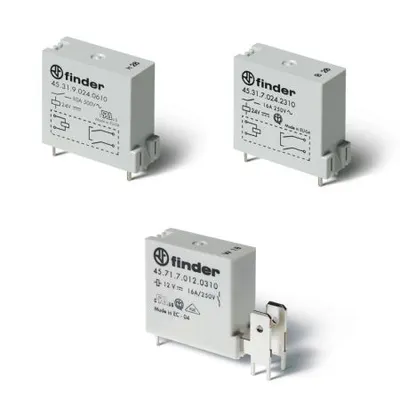 Releu miniaturizat implantabil (PCB) - 1 contact, 16 A, ND (contact normal deschis), 24 V, Protecție la fluxul de spalare cu solvenți (RT III), Sensibila in C.C., AgNi, Implantabil (PCB) + Faston 250, deschiderea contactului ≥ 3 mm, Niciuna