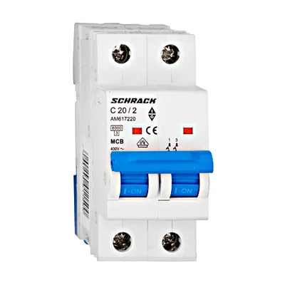 Intrerupator automat bipolar MCB, AMPARO 6kA, C 20A, 2P