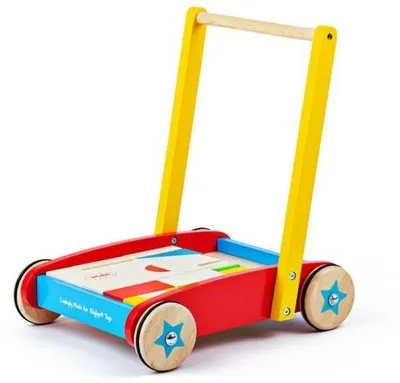 Antemergator din lemn Bigjigs - Cu 25 de blocuri din lemn