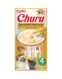 INABA Churu Tuna with bonito flakes 4x14g gustare pisici, ton si fulgi de bonito