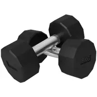 SPORTNOW Set 2 Gantere de 8 kg din Metal și Cauciuc, Set Gantere pentru Sală cu Mâner Antiderapant, 26x12x12 cm, Negru | Aosom Romania