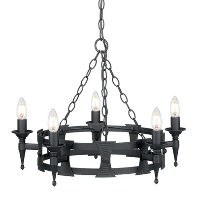 Corp de iluminat suspendat, lustra Saxon 5 Light Chandelier – Black