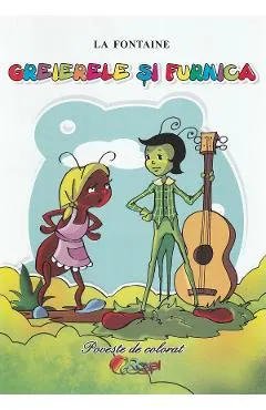 Greierele si furnica. Poveste de colorat