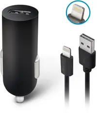 Încărcător auto Forever - M-02, USB-A, cablu Lightning, negru
