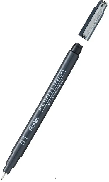 Liner Pentel Pointliner - 0.1 mm, negru