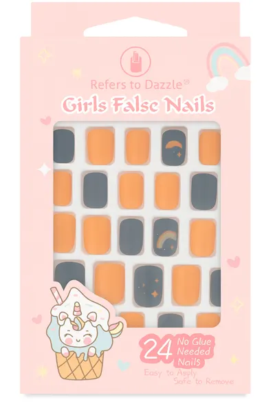 Set 24 Unghii False Press On Rainbow & Night Sky CM35