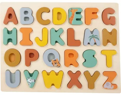Puzzle educațional din lemn Small Foot - Safari cu alfabetul englezesc