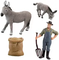 Set de joacă Rappa - Fermă de măgari în cutie, 4 piese