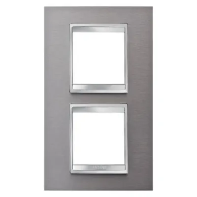 Placa ornament CProiector HORUS LUX international - IN METAL - 2+2 modul VERTICAL CENTRE DISTANCE 71mm - BRUSHED STAINLESS STEEL - CProiector HORUS
