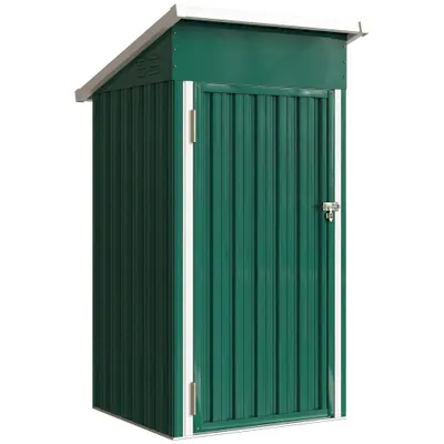 Outsunny Căsuță de Grădină Exterior Metalică 0,74 m² 107,5x91x185 cm cu Acoperiș Înclinat Ușă cu Închidere Ventilații Verde | Aosom Romania