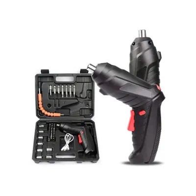 Surubelnita electrica cu acumulator, trusa 47 piese, LED, Negru