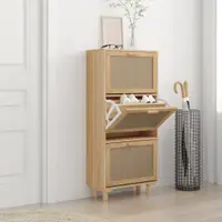 Gossi pantofar, maro, 52x25x115 cm, lemn prelucrat si ratan natural