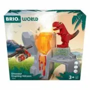 Vulcan in eruptie cu figurina dinozaur pentru trenulete BRIO