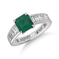 Inel din aur alb cu smarald de 2.1ct si diamante de 2.4ct