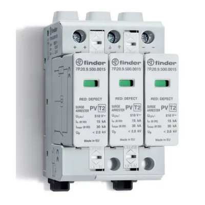 Descarcator de protectie Tipul 2 (3 varistoare) pentru 1000VC.C. sisteme fotovoltaice, 15kA