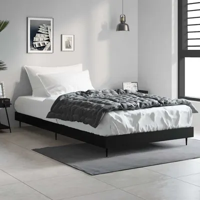 vidaXL Cadru de pat, negru, 90x190 cm, lemn prelucrat