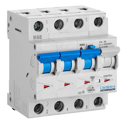 Intreruptor automat+diferential, C16/300mA, 6kA, tip A, 3P+N