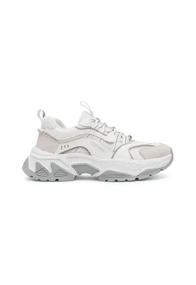 Pantofi sport demi-wedge cu garnituri de piele intoarsa - Gri deschis/Alb murdar