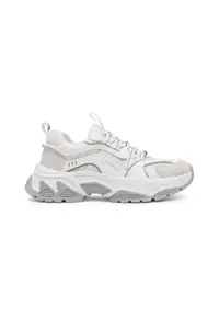 Pantofi sport demi-wedge cu garnituri de piele intoarsa - Gri deschis/Alb murdar