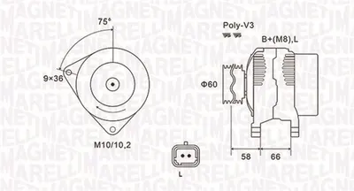 Alternator (14v, 70a) Potrivit Dacia Logan, Sandero; Nissan Kubistar; Renault Clio Ii, Clio Ii Hatchback, Clio Iii, Espace Iii, Kangoo, Kangoo Express, Thalia I, Thalia Ii 1.0-2.0 05.96