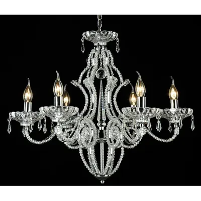 Candelabru Modern Peak,6 becuri dulie E14, 230V,D.67cm, H.57 cm,Nichel