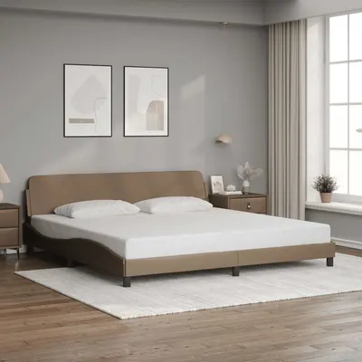 vidaXL Cadru de pat, Dover, cappuccino, 200x200 cm, piele ecologică