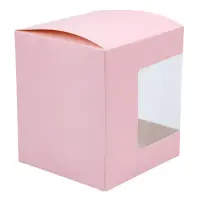 Cutie pătrată din hârtie cu fereastră pe o parte - roz (set 50 buc) - Default Title