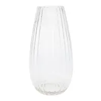 Vază decorativă din sticlă transparentă canelată, 15x30 cm