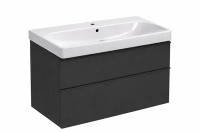 Set dulap baie suspendat 75 cm cu doua sertare si lavoar inclus, Smyle Square Geberit